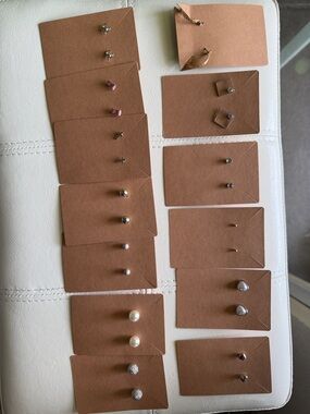 You get them all, Mixed Stud Earring Lot — Pearl, Silver & Gold Tones